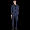 Costume ZEGNA laine bleu marine fines rayures bleu ciel