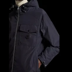 Coupe vent capuche MONCLER Fuyue bleu marine logo gomme poitrine