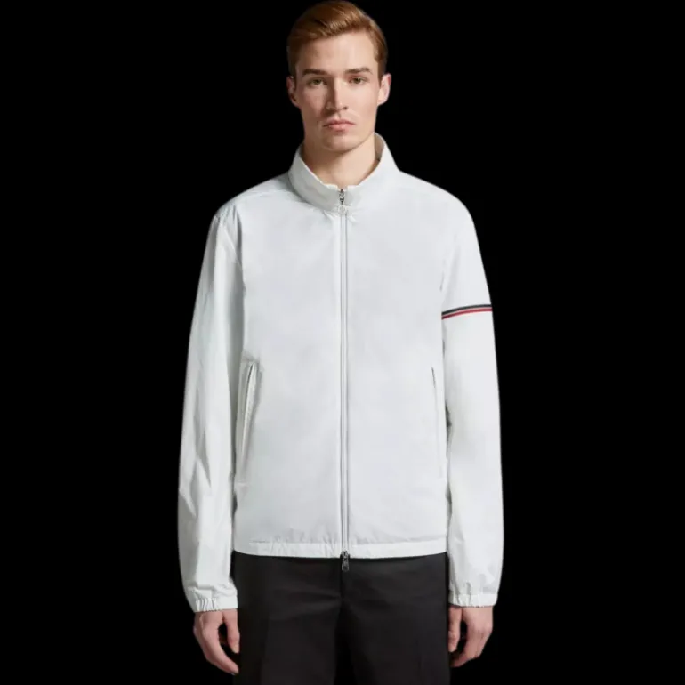 Coupe vent MONCLER ruinette blanc bande manches
