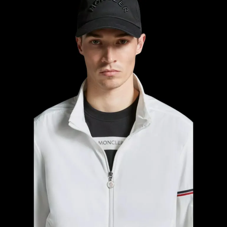 Coupe vent MONCLER ruinette blanc bande manches