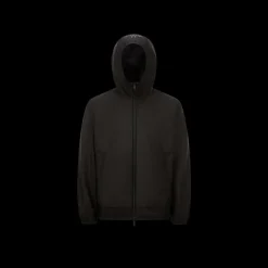Coupe-vent à capuche MONCLER Granier nylon noir  logo réfléchissant dos