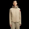 Coupe-vent MONCLER Claut veste zippée capuche beige bande tricolore