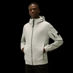 CP COMPANY Veste à capuche CP Shell-R nylon gris perle bleu poche lentille