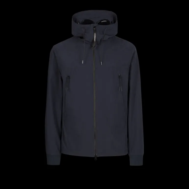 CP COMPANY Veste Blouson CP Soft Shell-R Bleu marine Capuche Lunettes