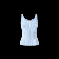 Débardeur MISSONI viscose côtelé bleu ciel sequins