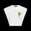 DOLCE  & GABBANA T-shirt court jersey coton logo DG patch brodé rose jaune