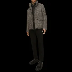 Dolce Gabbana Veste zippée en laine tweed gris plaque logo DG