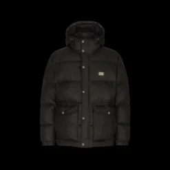 Doudoune capuche DOLCE & GABBANA nylon noir étiquette logo métal