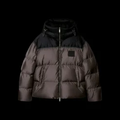 Doudoune capuche OFF WHITE nylon Ripstop gris noir logo flèche