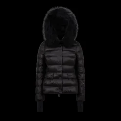 Doudoune courte Armoniques cintrée noir capuche fourrure Moncler Grenoble