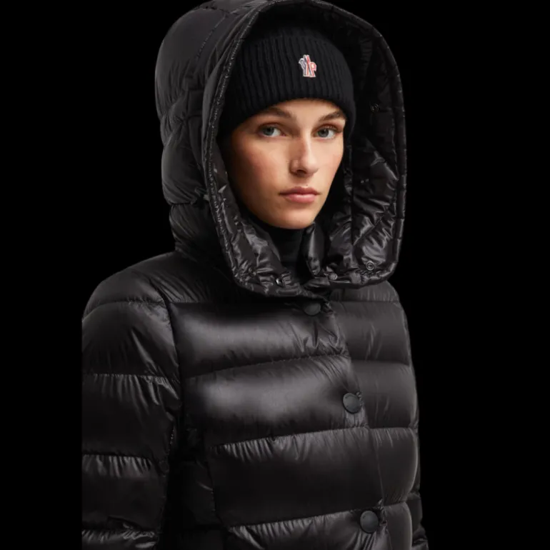 Doudoune courte Armoniques cintrée noir capuche fourrure Moncler Grenoble