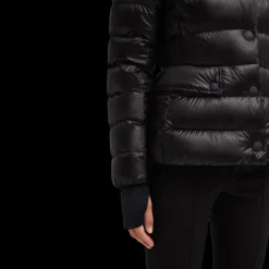 Doudoune courte Armoniques cintrée noir capuche fourrure Moncler Grenoble