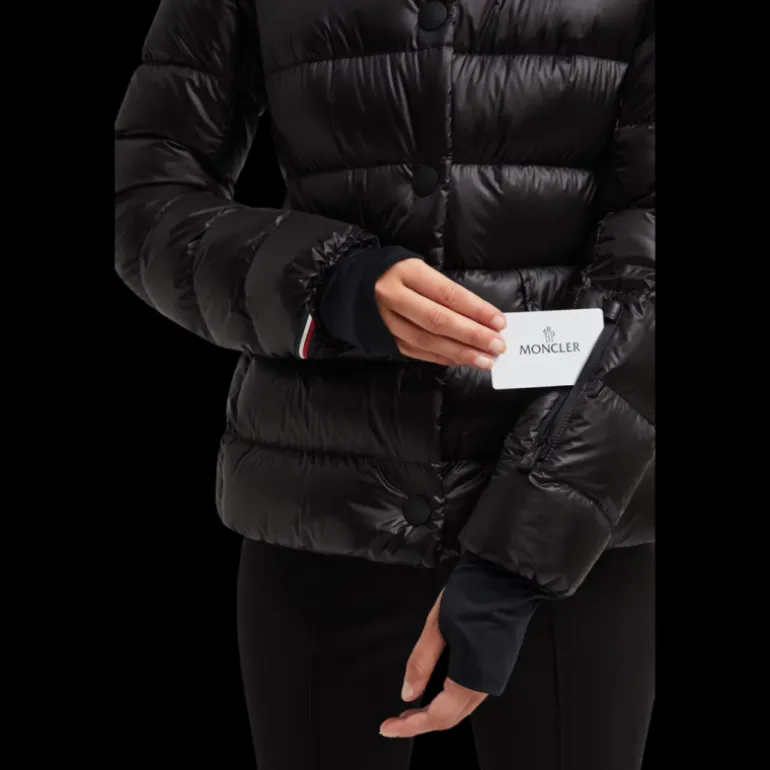 Doudoune courte Armoniques cintrée noir capuche fourrure Moncler Grenoble