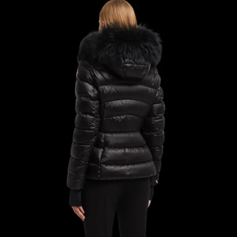 Doudoune courte Armoniques cintrée noir capuche fourrure Moncler Grenoble