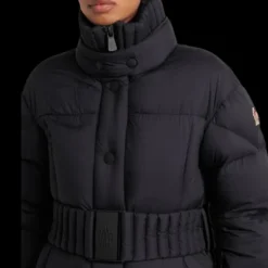 Doudoune courte Coronel nylon noir capuche ceinture Moncler Grenoble