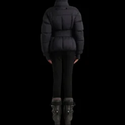 Doudoune courte Coronel nylon noir capuche ceinture Moncler Grenoble