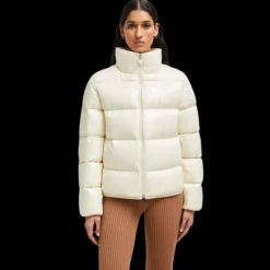 Doudoune courte  MONCLER Abbadia nylon écru intérieur beige