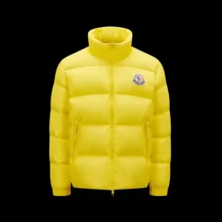 Doudoune courte MONCLER Citala nylon léger jaune citron logo poitrine