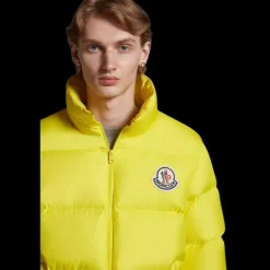 Doudoune courte MONCLER Citala nylon léger jaune citron logo poitrine