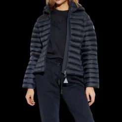 Doudoune courte MONCLER Ige à capuche cintrée nylon bleu marine mat
