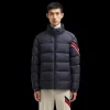 Doudoune courte MONCLER Solayan bleu marine bande tricolore manche