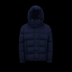 Doudoune courte MONCLER Vezere flanelle bleu marine