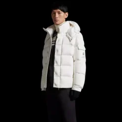 Doudoune courte MONCLER Vezere nylon blanc mat capuche