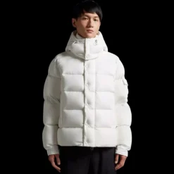 Doudoune courte MONCLER Vezere nylon blanc mat capuche