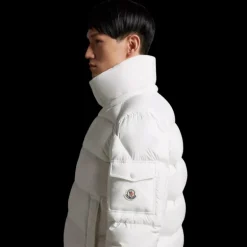 Doudoune courte MONCLER Vezere nylon blanc mat capuche