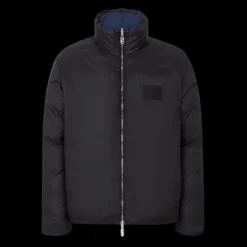 Doudoune FENDI col montant nylon bleu nuit FF allover réversible noir