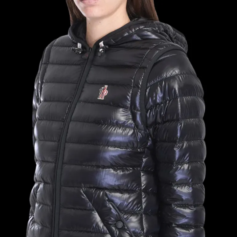 Doudoune fine Karura nylon noir capuche manches amovibles Moncler Grenoble