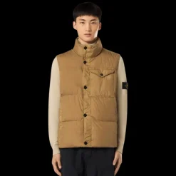 Doudoune gilet sans manche STONE ISLAND Crinkle nylon Biscuit