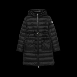 Doudoune longue MONCLER Sedan nylon noir mat ceinture poches