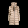 Doudoune longue MONCLER Suyen nylon brillant beige