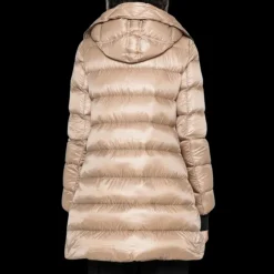 Doudoune longue MONCLER Suyen nylon brillant beige