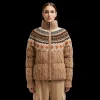 Doudoune MONCLER laine mohair alpaga jacquard beige marron logo Grenoble