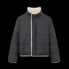 Doudoune SAINT LAURENT nylon noir logo ton sur ton mouton blanc