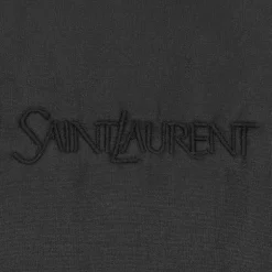 Doudoune SAINT LAURENT nylon noir logo ton sur ton mouton blanc