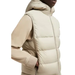 Doudoune sans manches à capuche MONCLER Bresse nylon beige