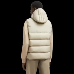 Doudoune sans manches à capuche MONCLER Bresse nylon beige