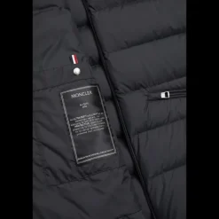 Doudoune sans manches gilet MONCLER Lechtal nylon noir logo cuir noir
