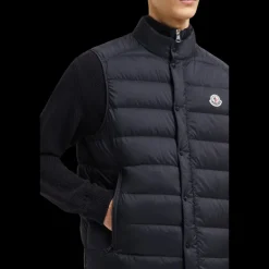 Doudoune sans manches MONCLER Barthe gilet nylon mat bleu marine