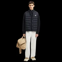 Doudoune sans manches MONCLER Barthe gilet nylon mat bleu marine