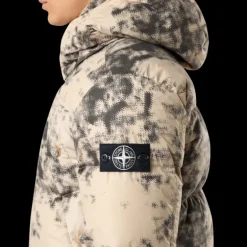 Doudoune thermosensible STONE ISLAND nylon camouflage beige noir capuche amovible