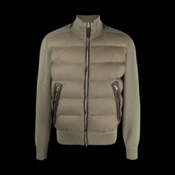 doudoune TOM FORD cardigan zippé laine kaki manches maille