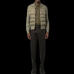 doudoune TOM FORD cardigan zippé laine kaki manches maille