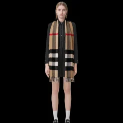 Echarpe BURBERRY cachemire carreaux gros check beige
