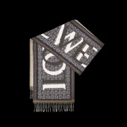 Echarpe LOEWE Love Laine cachemire bleu marine jacquard anagramme
