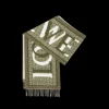 Echarpe LOEWE Love laine cachemire jacquard kaki écru