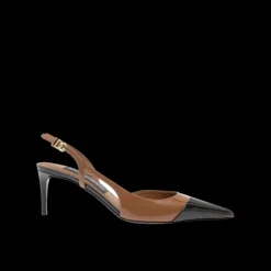 Escarpins DOLCE & GABBANA Lollo Last Slingback cuir bicolore marron camel